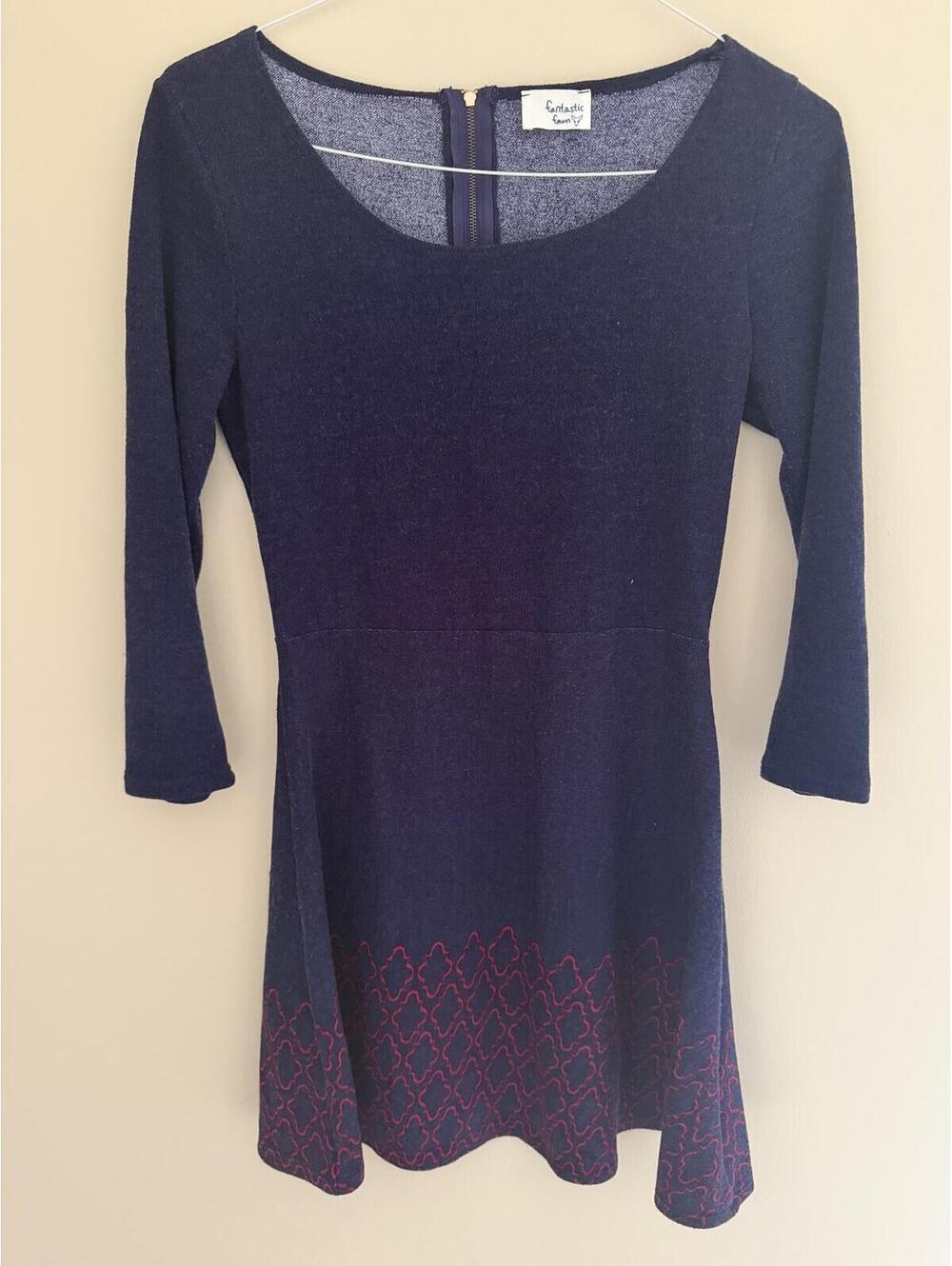 Fantastic Fawn, M, zip back blue/red dress